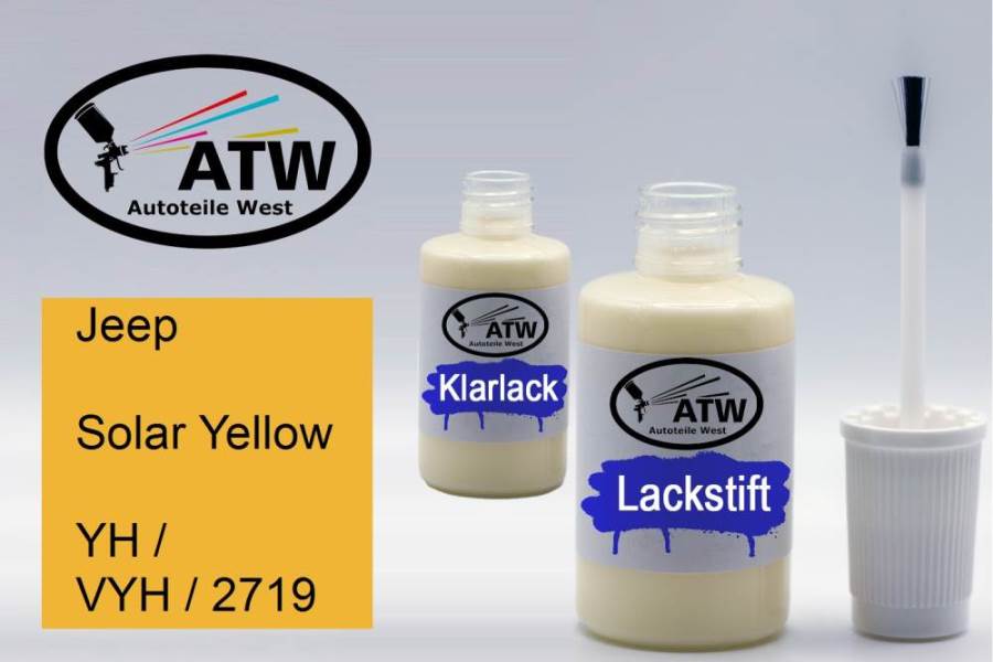 Jeep, Solar Yellow, YH / VYH / 2719: 20ml Lackstift + 20ml Klarlack - Set, von ATW Autoteile West.